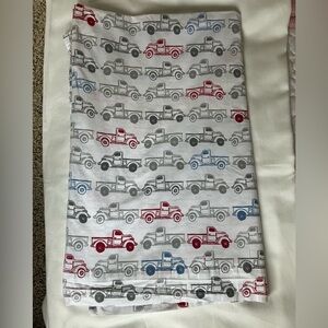 POTTERY BARN KIDS Truck Print Cotton Twin Flat Sheet - Red, Blue, Gray (1)